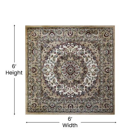 Flash Furniture Ivory 5x5 Square Traditional Persian Style Rug NR-RGB401-55-IV-GG